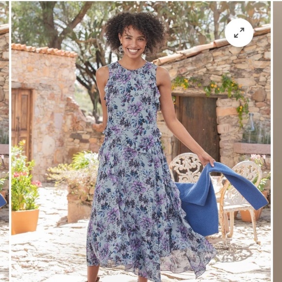 NWT Sundance Women's Floral Gathered Lilacs Dress lavender ruffles size X-LARGE - Picture 3 of 11